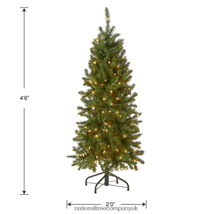 Trees | National Tree Company Artificial Pre-Lit Slim Christmas Tree Green Kingswood Fir White Lights Includes Stand 45 Feet F2L4F8
